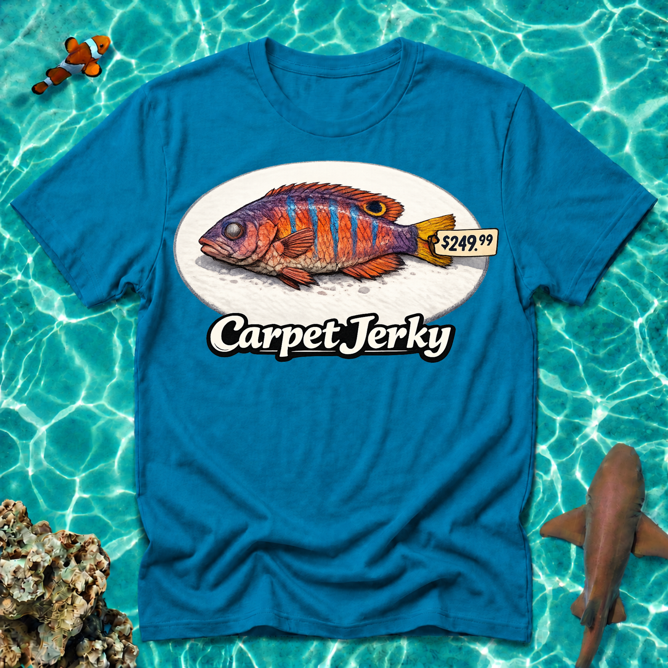 Carpet Jerky Fish Tee — Funny Seafood Graphic T-Shirt